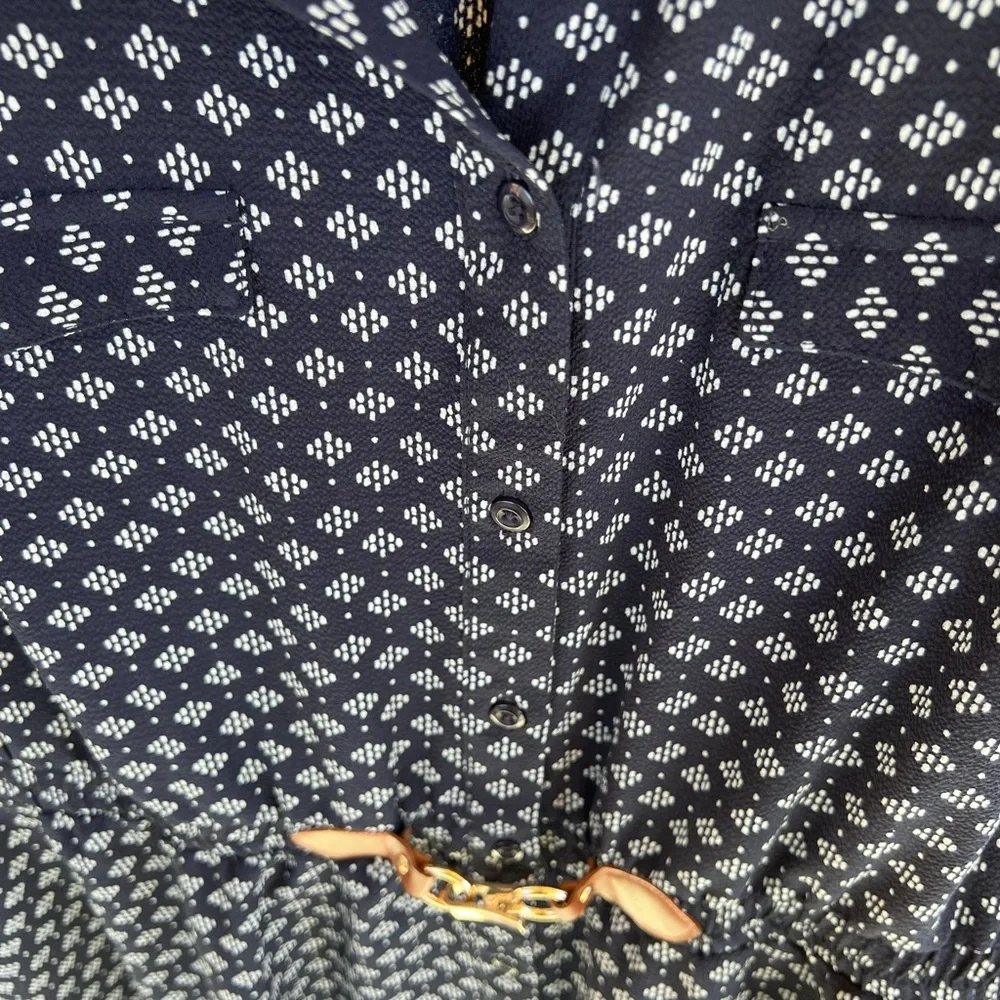 Indigo Rose Sleeveless Navy Floral Midi Dress w/ elastic waist decorative belt - Picture 9 of 10